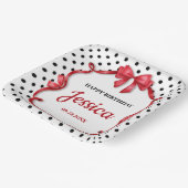 Cute Crimson Bow Birthday Papieren Bordje (Gebogen)