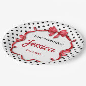 Cute Crimson Bow Birthday Papieren Bordje (Gekanteld)