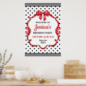 Cute Crimson Bow Birthday Poster (Keuken)