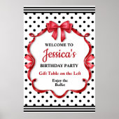 Cute Crimson Bow Birthday Poster (Voorkant)