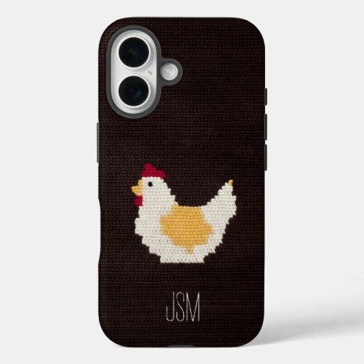 Cute Crochet Chicken Custom Initials Monogram   Case-Mate iPhone Case (Achterkant)
