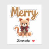 Cute Crochet Christmas Cat Sticker (Vel)