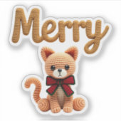 Cute Crochet Christmas Cat Sticker (Voorkant)