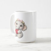 Cute Crochet Elephant Holding Heart Amigurumi Art Koffiemok (Voorkant links)