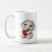 Cute Crochet Elephant Holding Heart Amigurumi Art Koffiemok (Links)