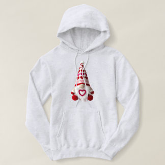 Cute Crochet Heart Pattern Valentine Gnome Hoodie