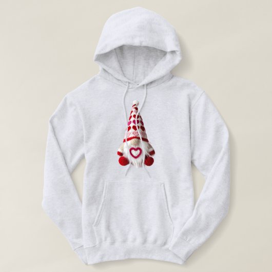 Cute Crochet Heart Pattern Valentine Gnome Hoodie (Design voorkant)