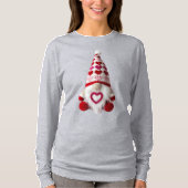 Cute Crochet Heart Pattern Valentine Gnome T-shirt (Voorkant)