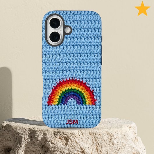 Cute Crochet Rainbow Custom Initials Monogram Case-Mate iPhone Case