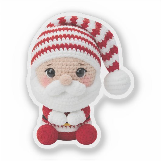 Cute Crochet Santa Christmas Sticker (Voorkant)