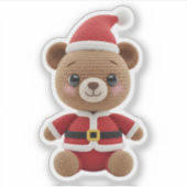 Cute Crochet Santa Teddy Bear Sticker (Voorkant)