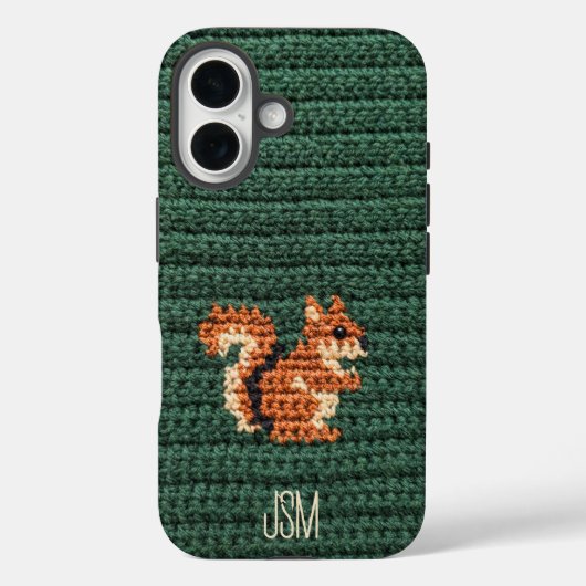Cute Crochet Squirrel Custom Initials Monogram   Case-Mate iPhone Case (Achterkant)