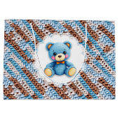 Cute Crochet Teddy Bear Blue and Brown Groot Cadeauzakje (Achterkant)