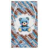 Cute Crochet Teddy Bear Blue and Brown Klein Cadeauzakje (Achterkant)