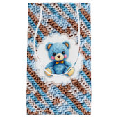 Cute Crochet Teddy Bear Blue and Brown Klein Cadeauzakje (Voorkant)