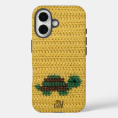 Cute Crochet Turtle Custom Initials Monogram Case-Mate iPhone Case (Achterkant)