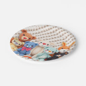 Cute Crocheted Stuffed Animals Boy's Baby Shower Papieren Bordje (Gekanteld)