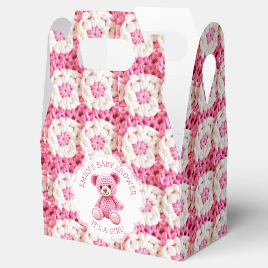 Cute Crocheted Teddy Bear Girl's Baby Shower Bedankdoosjes (Geopend)