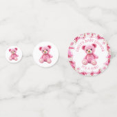 Cute Crocheted Teddy Bear Girl's Baby Shower Confetti (Voorkanten)