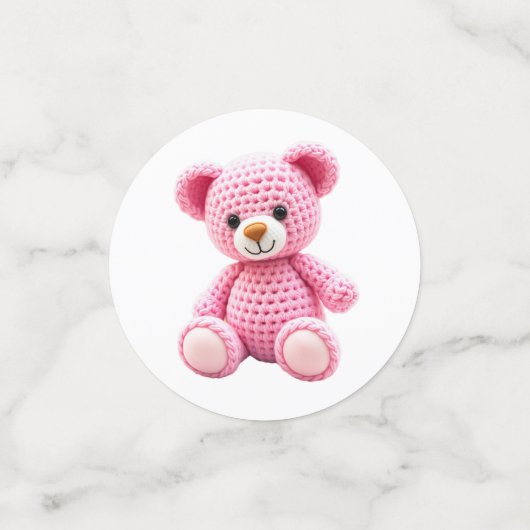 Cute Crocheted Teddy Bear Girl's Baby Shower Confetti (Kleine voorkant)