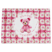 Cute Crocheted Teddy Bear Girl's Baby Shower Groot Cadeauzakje (Voorkant)