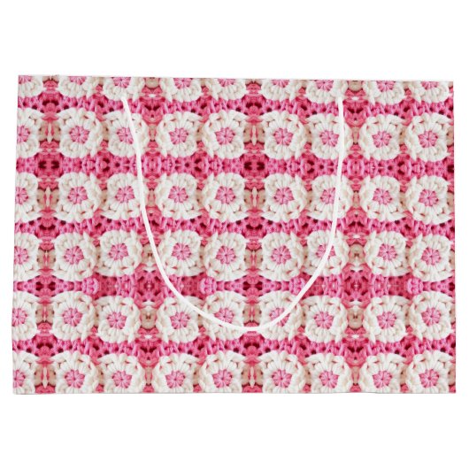 Cute Crocheted Teddy Bear Girl's Baby Shower Groot Cadeauzakje (Achterkant)