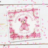 Cute Crocheted Teddy Bear Girl's Baby Shower Servet