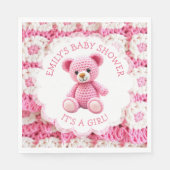 Cute Crocheted Teddy Bear Girl's Baby Shower Servet (Voorkant)