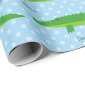 Cute crocodile alligator polka dots wrappapier cadeaupapier (Rol Hoek)