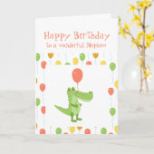 Cute Crocodile Animal Great Grandson Kinderen van  Kaart (Gele Bloem)