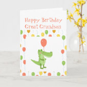 Cute Crocodile Animal Great Grandson Kinderen van  Kaart (Gele Bloem)