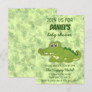 Cute Crocodile Baby Baby shower Kaart