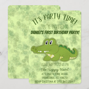 Cute Crocodile Boy Birthday Party Kaart