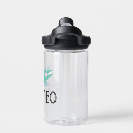 Cute Crocodile Cartoon Kinder Naam Water Fles (Achterkant)