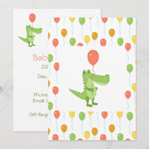 Cute Crocodile Fun Animal Baby shower Kaart