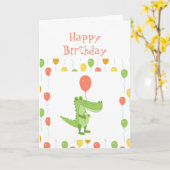 Cute Crocodile Fun Animal Kinderen van 12 jaar Kaart (Gele Bloem)