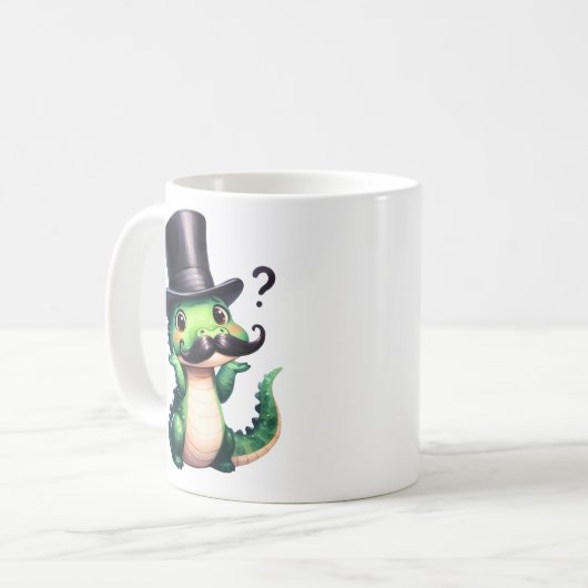 Cute Crocodile Gentleman Fun Art Koffiemok (Voorkant links)