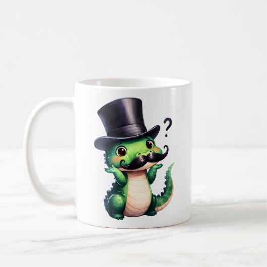 Cute Crocodile Gentleman Fun Art Koffiemok (Links)