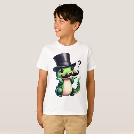 Cute Crocodile Gentleman Fun Art T-shirt (Voorkant volledig)