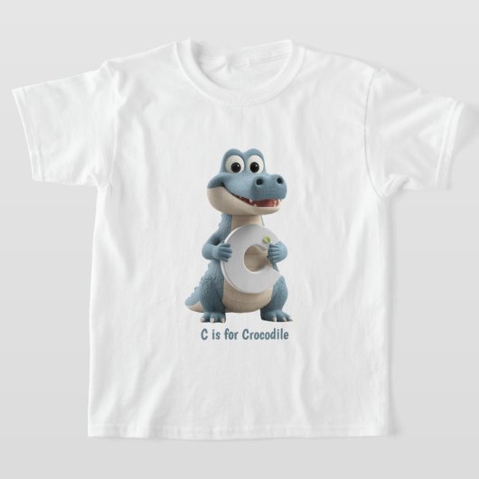 Cute Crocodile Kids T-Shirt | C is for Crocodile A (Laagn)