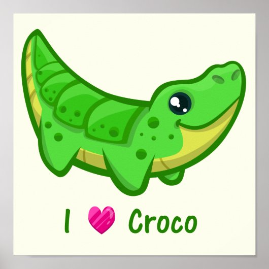 Cute crocodile love kawaii cartoon baby poster (Voorkant)