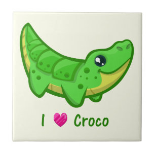 Cute crocodile love kawaii cartoon baby tegeltje