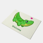 Cute crocodile love kawaii cartoon deurmat (Schuin)