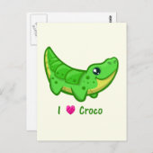 Cute crocodile love kawaii cartoon kinder briefkaart (Voorkant / Achterkant)