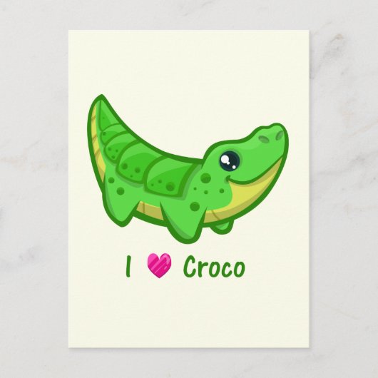 Cute crocodile love kawaii cartoon kinder briefkaart (Voorkant)