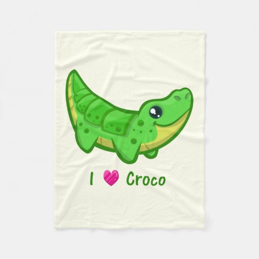 Cute crocodile love kawaii cartoon kinder fleece deken (Voorkant)
