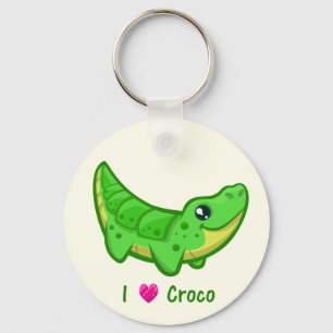 Cute crocodile love kawaii cartoon sleutelhanger