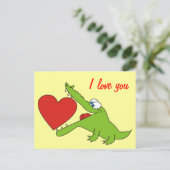 Cute Crocodile met een Briefkaart van de Heart Lov (Staand voorkant)
