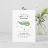 Cute Crocodile | Modern Baby Boy Baby shower Kaart (Staand voorkant)