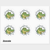 Cute Crocodile Torn Paper Sticker (Vel)